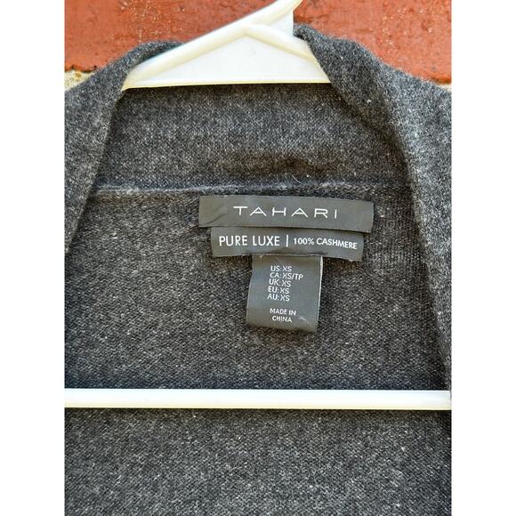 Tahari Pure Luxe 100 percent Cashmere Long Cardigan Women’s XS Charcoal Gray - Picture 4 of 5